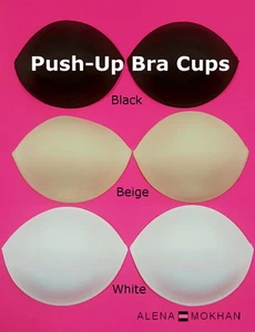 1 PAIR Push Up Bra Cups - Full Sew In Breast Cups - Beige Black White - Size A-H - Picture 1 of 8