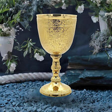 Vintage Chalice Goblet Communion Cup, Gold Plated Brass Chalice (Set of 2)