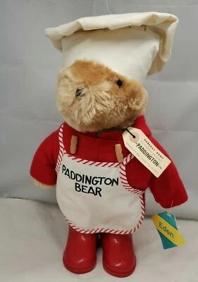 De colección 1985 Darkest Peru Paddington Bear con sombrero de chef, delantal y botas de agua Foto 1 de 4