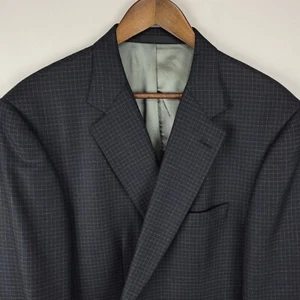Oliver Blazer Mens 46L Black Grid Check Wool Sport Coat 2 Button Jacket Suit - Picture 1 of 13