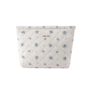 Quilted Floral Cotton Makeup PouchCoquette Quilted Cosmetic Bag for Women and... - Picture 1 of 6
