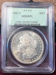 1898-O $1 Morgan Silver Dollar PCGS MS65 PL, Prooflike, Old Green Holder! - Picture 1 of 2