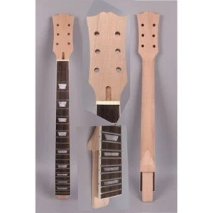 Unfinished Guitar Neck 22 Fret 24.75 Inch Scale length trapezoid inlay SET IN - Picture 1 of 8