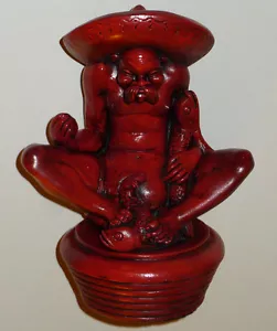 VINTAGE GIANNELLI STATUE ROT LACK CHINESISCHER FISCHER UNGEWÖHNLICHES SELTENES DESIGN - Bild 1 von 7