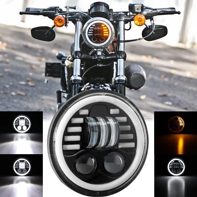 Светодиодная фара для Harley Sportster 883 1200 Dyna 5,75 дюйма дневной ходовой сигнал поворота - Изображение 1 из 4