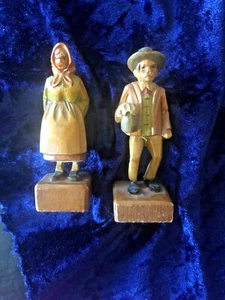 🕵️‍♂️🧕❤️  Holz - Figur  Geschnitzt  Alt   Bauer u. Frau,  sehr alt, Handarb. - Bild 1 von 12