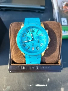 MICHAEL KORS MK5891 MERCER WOMEN'S 41MM CHRONOGRAPH BLUE SILICONE QUARTZ WATCH - Picture 1 of 2