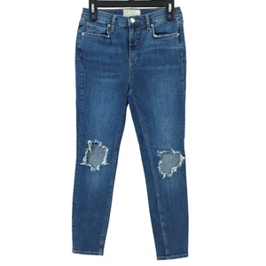 Free People Jeans Skinny Distressed Size 29 Stretch Mid Rise Med Wash Ankle Pant - Picture 1 of 12