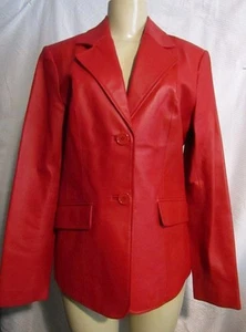 Vtg Women’s Metro Style, Red Leather Jacket Blazer Size 8 Tall EUC Metrostyle - Picture 1 of 9