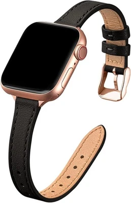 STIROLL Slim Leather 38mm/40mm/41mm/42mm(Series 10), Black with Rose Gold  - Image 1 of 4