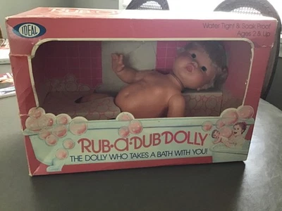 Ideal Rub a Dub Dolly 1979 Bathtime Toy Blue Eyes 16" Vintage Doll  In Box - Image 1 of 4