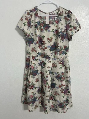 FOREVER 21 Womens Plus 2X White Floral Midi Dress  Short  Sleeve New #100 - Image 1 of 4
