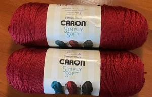 New Caron Simply Soft Yarn Lot Of 2 Autumn Red 6 Oz Skeins 315 Yds Each - Picture 1 of 4