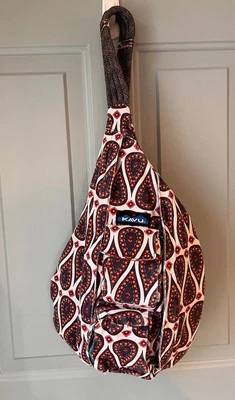 Kavu Crossbody  Rope Sling Bag Paisley Droplet Boho Purple Orange EUC - Image 1 of 4