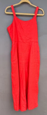 Mono Cynthia Rowley 100% Lino Pierna Palazzo Ancha Naranja Talla 6 Bolsillos Calado Foto 1 de 4