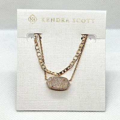 Collar Colgante Kendra Scott Elisa Multi Hilo Oro Rosa En Blanco Drusy Foto 1 de 4