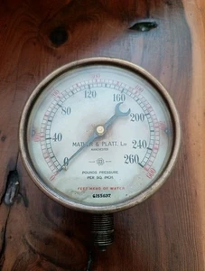 Vintage Mather & Platt water pressure gauge Brass 260 lbs/Inch Untested - Picture 1 of 13