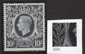 1939 10/- DUNKELBLAUES WAPPEN U / POSTFRISCH MIT "RETUSCHIERTEM MEDAILLON" KONSTANTE VAR. SG 478 - Bild 1 von 1