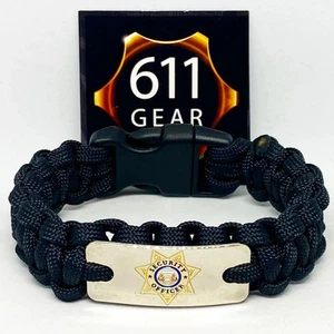 Security Officer Badge Paracord Bracelet Black EDC Tactical Guard Survival Gear - Picture 1 of 2