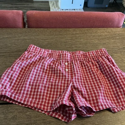 John Galt Sleep Shorts Cotton Blue Plaid - Image 1 of 4