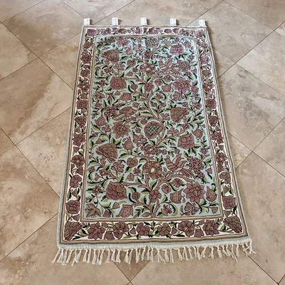 Vintage Lg Wool Crewel Embroidery Tapestry Wall Hanging Birds Floral 57.5”x35.25 - Image 1 of 4