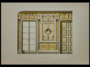 GALERIE, STYLE EMPIRE - 1900 - GRANDE LITHOGRAPHIE DOREE - Picture 1 of 2