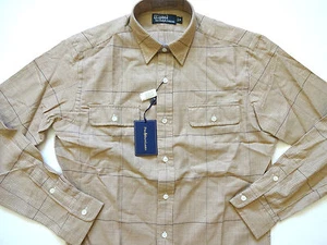 New Ralph Lauren Polo 100% Cotton Light Brown Khaki Plaid Button Up Shirt S - Picture 1 of 4
