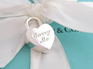 TIFFANY & CO SILVER MARRY ME HEART PADLOCK CHARM PENDANT - Picture 1 of 5