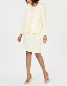 Le Suit Women's Two-Button Casual Jacket Suit Cream-Yellow Size 12 - Picture 1 of 1