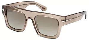 Tom Ford FAUSTO FT 0711 TRANSPARENT BROWN/GREEN 53/20/145 unisex Sunglasses - Picture 1 of 2