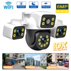 Wireless IP WIFI Camera Outdoor CCTV PTZ Smart Home Security IR Cam Triple lens - Picture 1 of 12