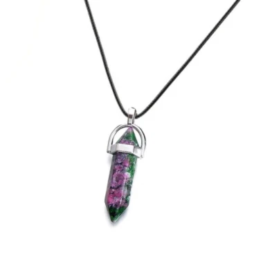 Natural Quartz Chakra Crystal Healing Point Cut Gemstone Pendant Reiki Necklace - Image 1 of 4