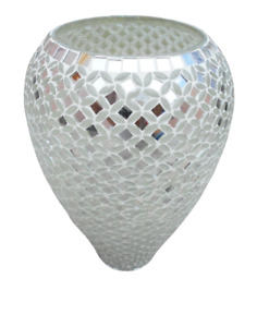 Vase In Mirror Silver Mosaic, Vase for Living Room