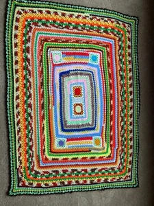 Vintage 44” X 62” Afghan Knit Colorful With Design Blanket Throw - Picture 1 of 2