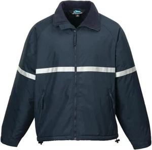 Men's Safety Jacket Windproof Water Resistant HeavyCoat Reflective 3X & 4X Navy - Picture 1 of 9
