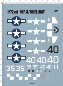 Calcomanía de tobogán acuático Hellcat 1/72 Segunda Guerra Mundial F6F-3 F6F-5 F6F-3/5 basada en portaaviones - Imagen 1 de 1