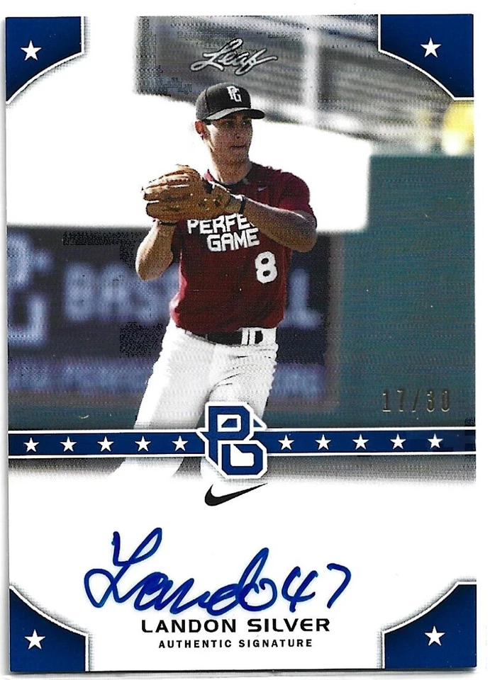 2015 Leaf Perfect Game National Showcase Auto Blue /30 Landon Silver PG-LS1 - Image 1 of 1