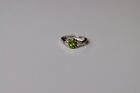 Sterling Silver Peridot and Diamond Ring, Size 7 