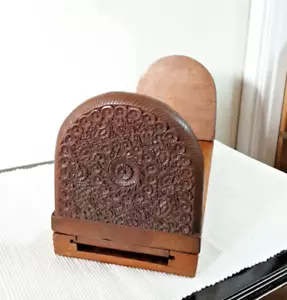 Vintage Antique Anglo Indian Carved Wooden Book Slide late 19th c - Picture 1 of 13