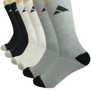 3 Pairs Men Solid Cushioned Sports Athletic Work Crew Cotton Socks Size 10-13 - Picture 1 of 5