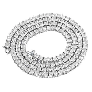 5mm Men's Tennis Chain Necklace 925 Sterling Silver CZ 14K White Gold Plated 20" - Picture 1 of 4