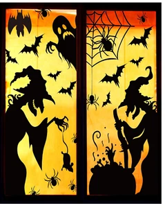 Large Halloween Window Clings Decorations Halloween Window Silhouette Decoration - Picture 1 of 8
