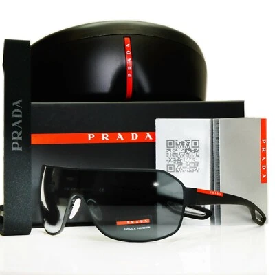 Authentic PRADA Mens Sunglasses Black Shield Visor Ski Sport SPS 52Q DG0-1A1 - Image 1 of 4