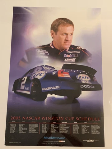 NASCAR RACING LEGEND RUSTY WALLACE 2003 WINSTON CUP SCHEDULE Poster 24”x36” Cover