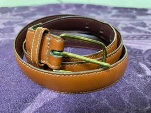 Trafalgar Womens Belt Cognac Tan leather Size 28 Narrow with Brass Buckle 807802 - Picture 1 of 12