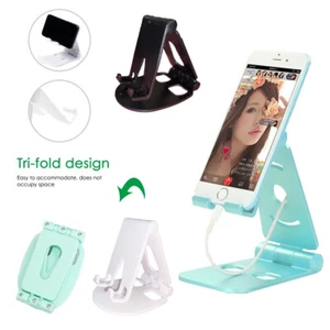 Foldable Universal Cell Phone Tablet Desk Stand Holder Mount Cradle Adjustable - Picture 1 of 27