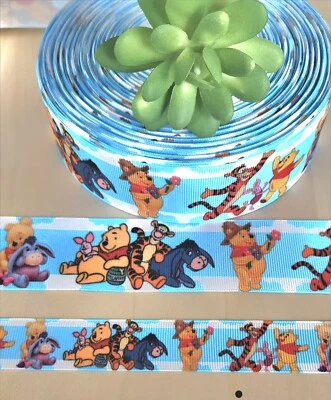 Fita de gorgorão 7/8 e 1,5 pol. (1 YD) Winnie The Pooh leitão tigre chá de bebê - Imagem 1 de 2