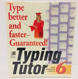 Vintage Computer Typing Tutor 6 3.5" Floppy Windows Microsoft Sealed Big Box - Picture 1 of 4