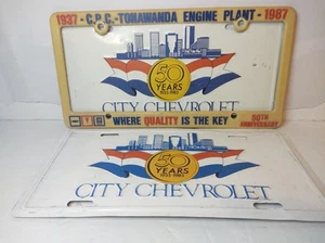 City Chevrolet Metal License Plates and Frame 50 years 1935 - 1985 Vintage - Picture 1 of 4