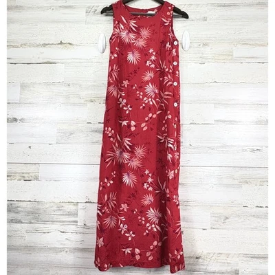Coldwater Creek красный цветочный тропический без рукавов стороны кнопка макси платье размер XS - Изображение 1 из 4